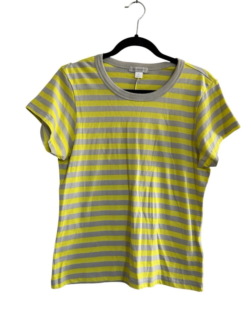 Outerknown Womens Small 100% Organic Cotton Yellow Gray T-Shirt Top #NE126